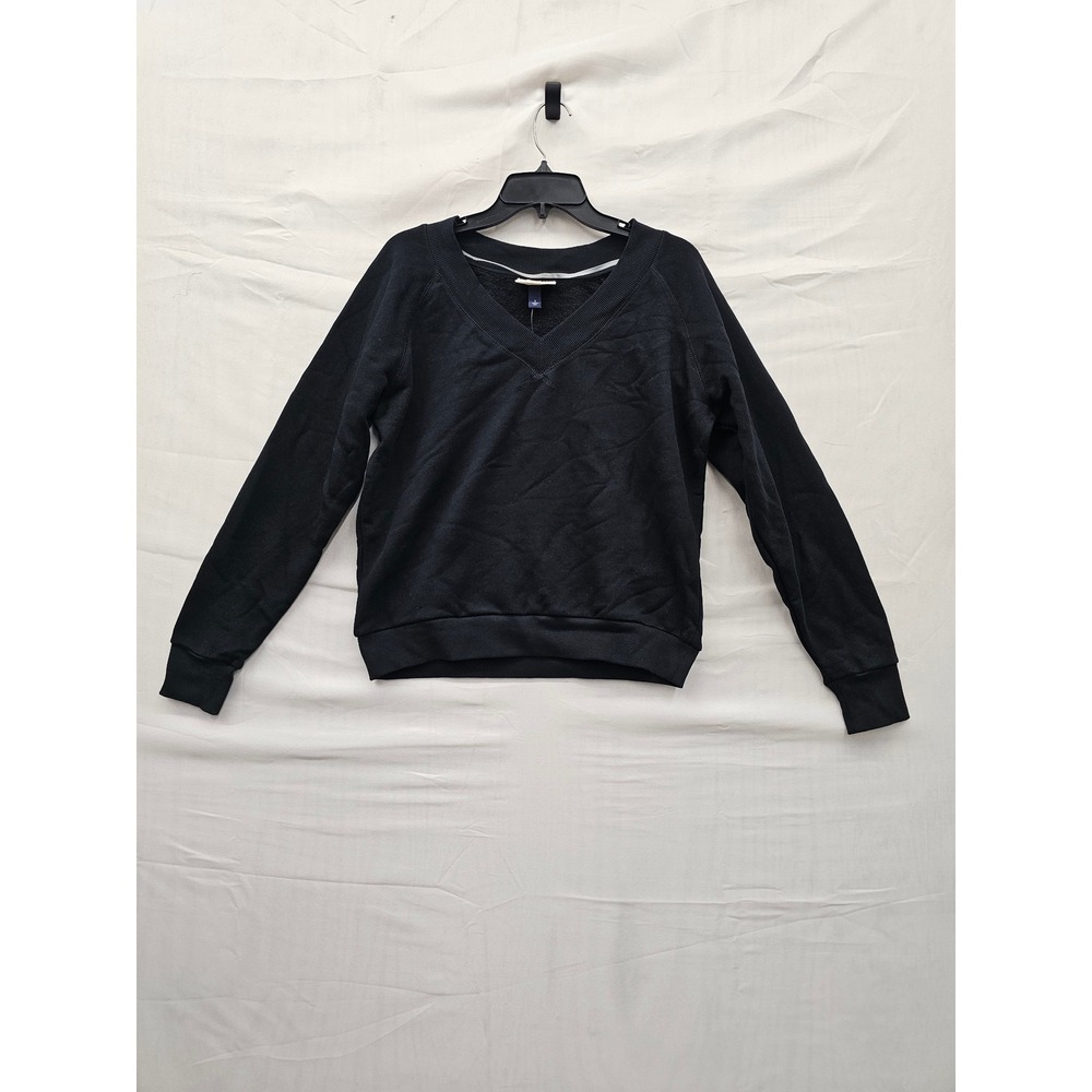 Universal Thread Womens V-Neck Pullover Sweatshirt Black Cotton Blend Size Small